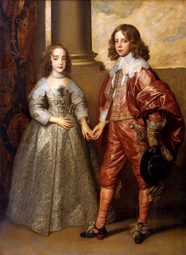 William II, Príncipe de Orange e Princesa Henrietta Mary Stuart, filha de Carlos I da Inglaterra (Anthony van Dyck) - Reprodução com Qualidade Museu