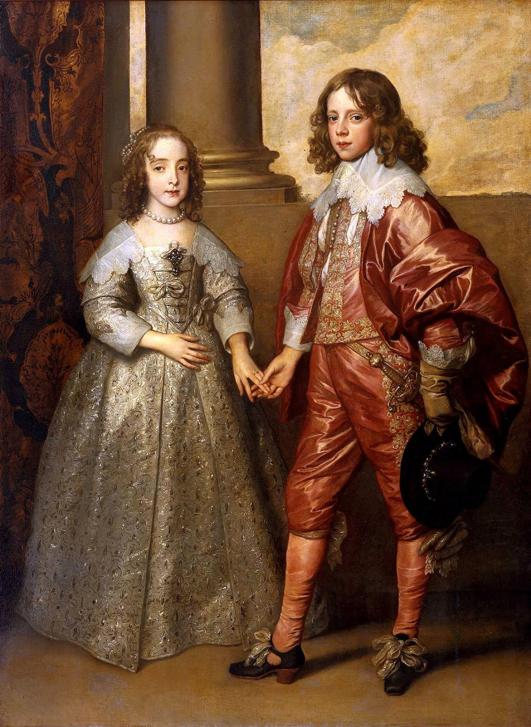 William II, Príncipe de Orange e Princesa Henrietta Mary Stuart, filha de Carlos I da Inglaterra (Anthony van Dyck) - Reprodução com Qualidade Museu
