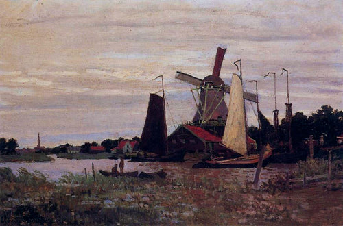 Um moinho de vento em Zaandam (Claude Monet) - Reprodução com Qualidade Museu
