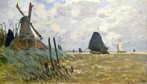Moinho de vento perto de Zaandam (Claude Monet) - Reprodução com Qualidade Museu