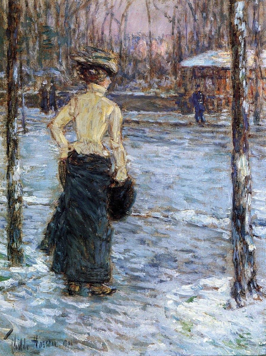 Inverno, Central Park (Childe Hassam) - Reprodução com Qualidade Museu