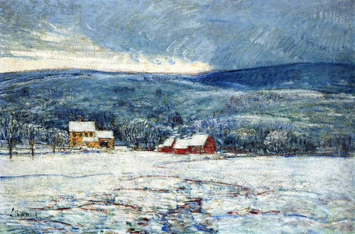 Inverno nas colinas de Connecticut (Childe Hassam) - Reprodução com Qualidade Museu