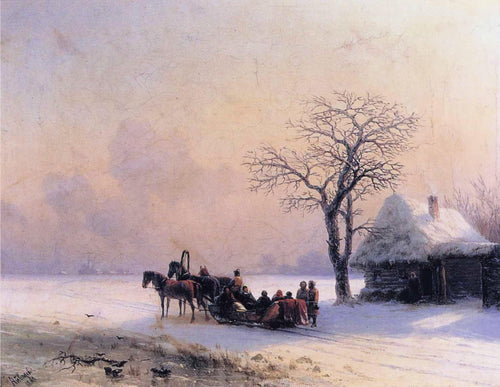 Cena de inverno na pequena Rússia (Ivan Aivazovsky) - Reprodução com Qualidade Museu