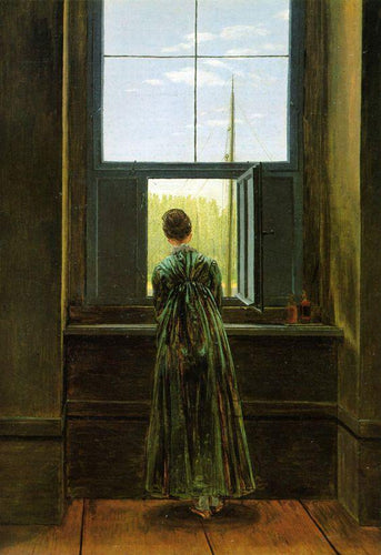 Mulher em uma janela (Caspar David Friedrich) - Reprodução com Qualidade Museu