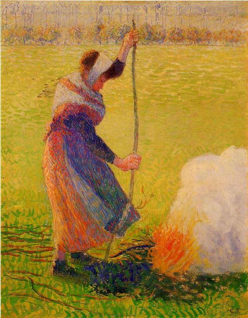 Mulher queimando madeira (Camille Pissarro) - Reprodução com Qualidade Museu