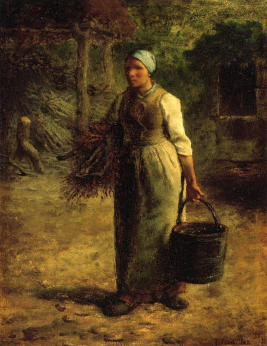 Mulher carregando lenha e um balde (Jean-François Millet) - Reprodução com Qualidade Museu