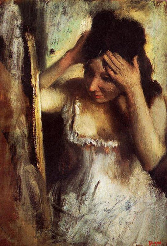 Mulher penteando o cabelo na frente de um espelho (Edgar Degas) - Reprodução com Qualidade Museu