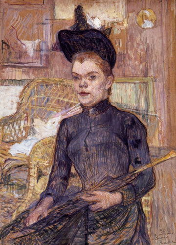 Mulher de chapéu preto, Berthe La Sourde (Henri de Toulouse-Lautrec) - Reprodução com Qualidade Museu