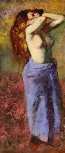 Mulher em um roupão azul, torso exposto (Edgar Degas) - Reprodução com Qualidade Museu
