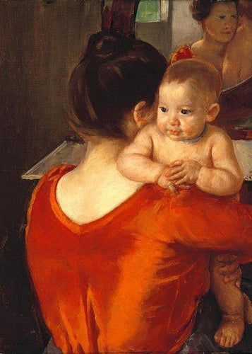 Mulher em um corpete vermelho e seu filho (Mary Cassatt) - Reprodução com Qualidade Museu