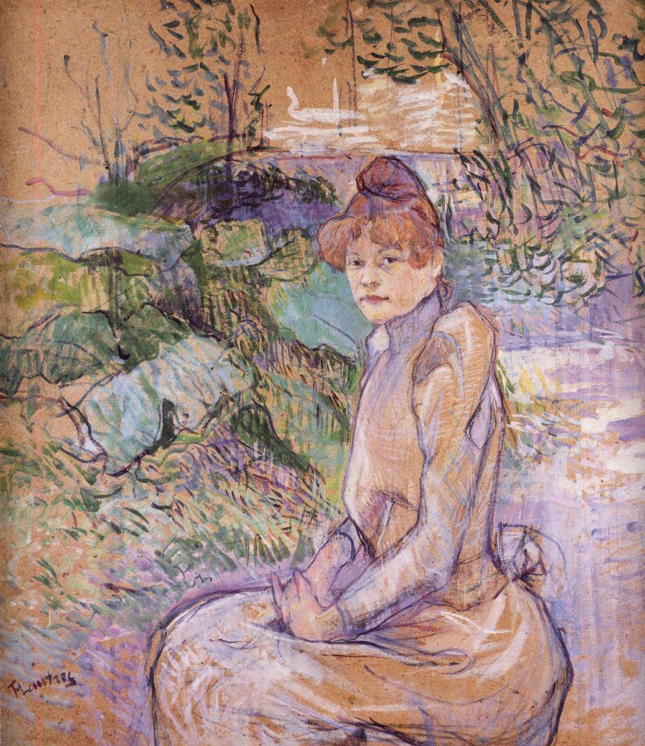 Mulher no jardim da floresta de Monsieur (Henri de Toulouse-Lautrec) - Reprodução com Qualidade Museu