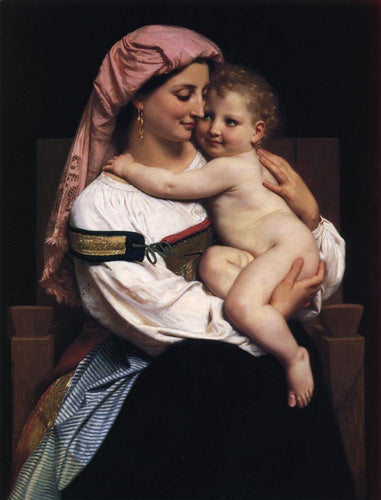 Mulher de Cervara e seu filho (William-Adolphe Bouguereau) - Reprodução com Qualidade Museu