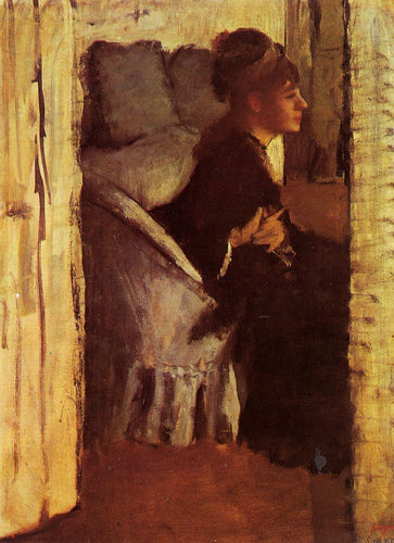 Mulher colocando suas luvas (Edgar Degas) - Reprodução com Qualidade Museu