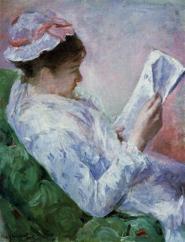 Mulher lendo (Mary Cassatt) - Reprodução com Qualidade Museu
