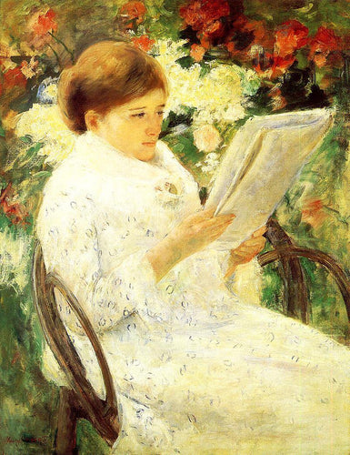 Mulher lendo em um jardim (Mary Cassatt) - Reprodução com Qualidade Museu