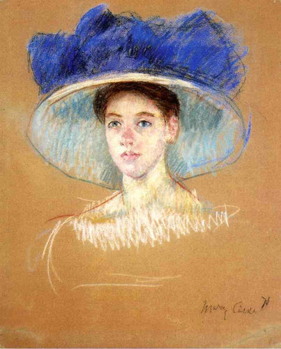Cabeça de mulher com chapéu grande (Mary Cassatt) - Reprodução com Qualidade Museu