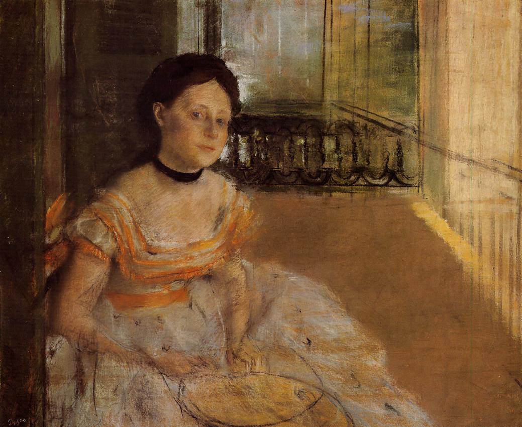 Mulher sentada em uma varanda (Edgar Degas) - Reprodução com Qualidade Museu
