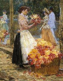 Mulher vendendo flores (Childe Hassam) - Reprodução com Qualidade Museu