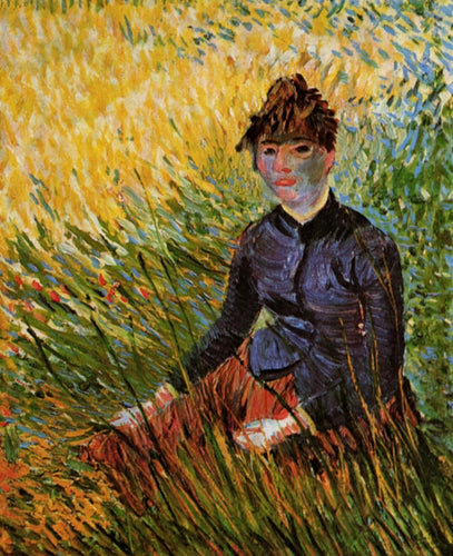 Mulher Sentada Na Grama (Vincent Van Gogh) - Reprodução com Qualidade Museu