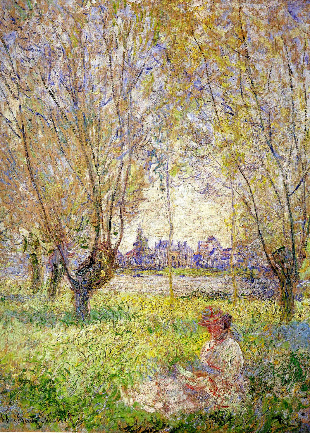 Mulher sentada sob os salgueiros (Claude Monet) - Reprodução com Qualidade Museu
