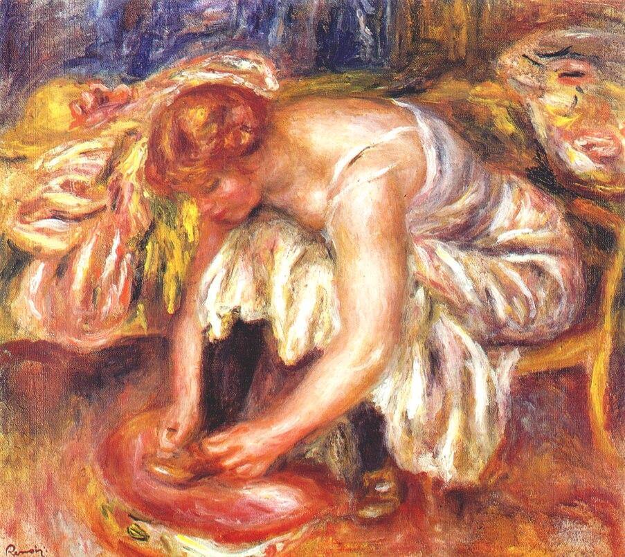 Mulher amarrando o sapato dela (Pierre-Auguste Renoir) - Reprodução com Qualidade Museu