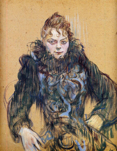 Mulher Com Uma Boa Negra (Henri de Toulouse-Lautrec) - Reprodução com Qualidade Museu