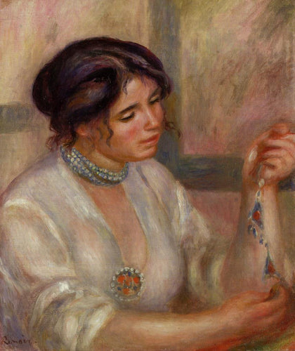 Mulher Com Um Colar (Pierre-Auguste Renoir) - Reprodução com Qualidade Museu