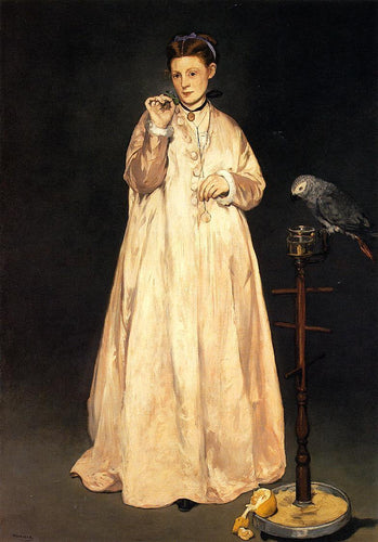 Mulher com um papagaio (Edouard Manet) - Reprodução com Qualidade Museu