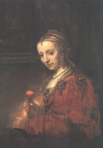 Mulher Com Uma Rosa (Rembrandt) - Reprodução com Qualidade Museu