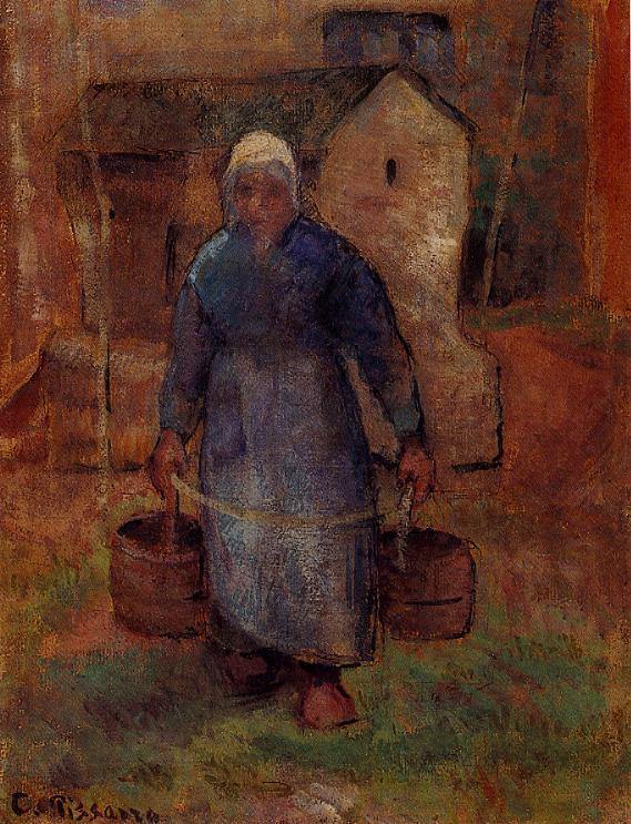 Mulher com baldes (Camille Pissarro) - Reprodução com Qualidade Museu