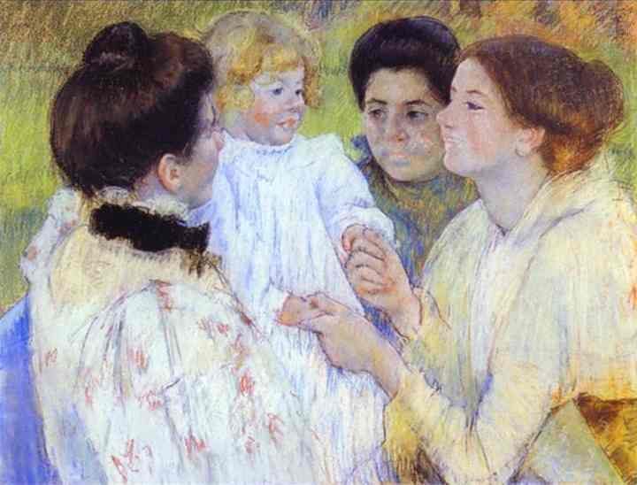 Mulher admirando uma criança (Mary Cassatt) - Reprodução com Qualidade Museu