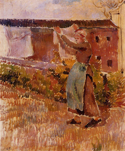 Mulheres cuidando da lavanderia, estudo (Camille Pissarro) - Reprodução com Qualidade Museu
