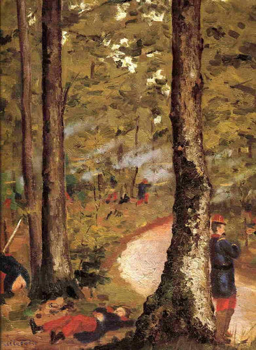 Yerres, soldados na floresta (Gustave Caillebotte) - Reprodução com Qualidade Museu