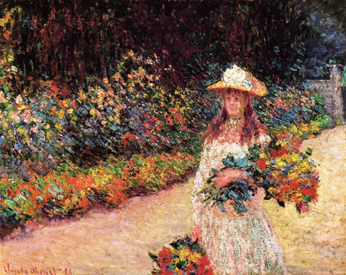 Jovem no jardim de Giverny (Claude Monet) - Reprodução com Qualidade Museu