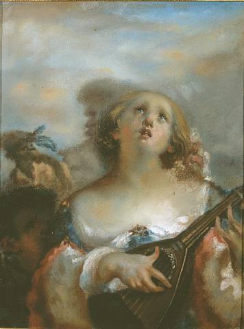 Jovem tocando bandolim (Jean-François Millet) - Reprodução com Qualidade Museu