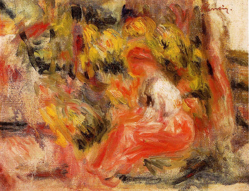 Jovem sentada em um jardim (Pierre-Auguste Renoir) - Reprodução com Qualidade Museu
