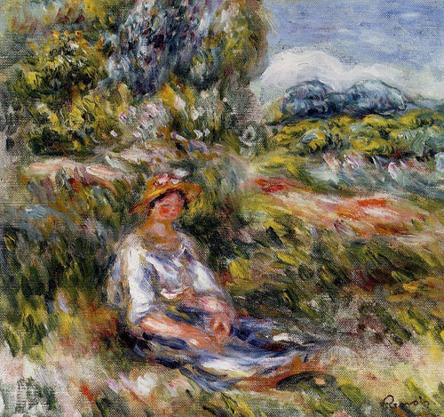 Jovem sentada em um prado (Pierre-Auguste Renoir) - Reprodução com Qualidade Museu