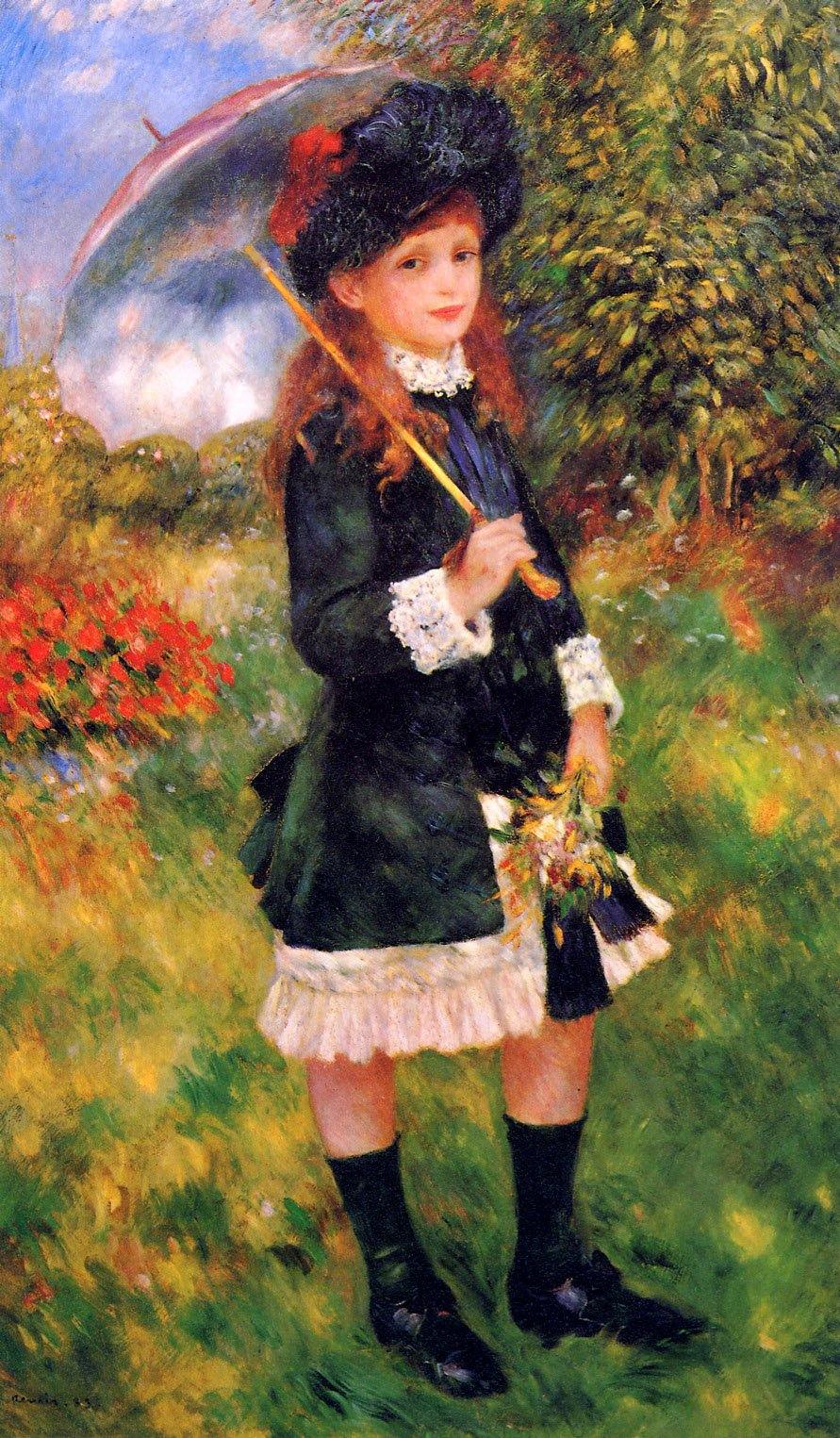 Menina com guarda-sol (Pierre-Auguste Renoir) - Reprodução com Qualidade Museu