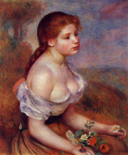 Rapariga com Margaridas (Pierre-Auguste Renoir) - Reprodução com Qualidade Museu