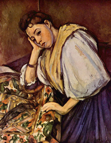 Jovem italiana descansando sobre o cotovelo (Paul Cézanne) - Reprodução com Qualidade Museu