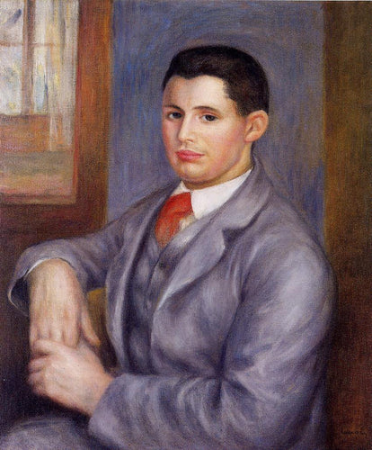 Jovem com gravata vermelha, retrato de Eugene Renoir (Pierre-Auguste Renoir) - Reprodução com Qualidade Museu