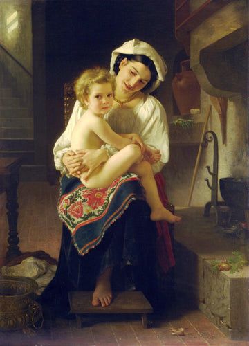 Jovem mãe olhando para seu filho (William-Adolphe Bouguereau) - Reprodução com Qualidade Museu