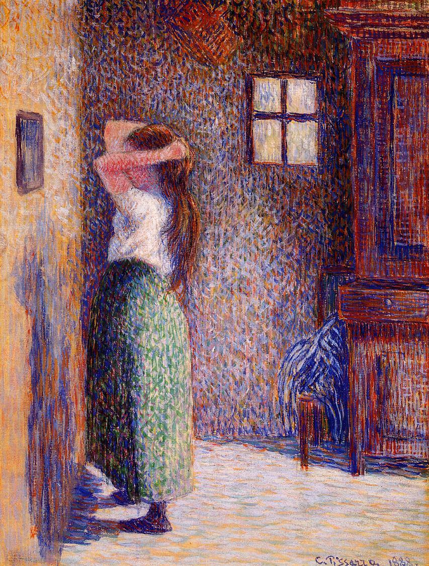 Jovem camponesa em seu banheiro (Camille Pissarro) - Reprodução com Qualidade Museu
