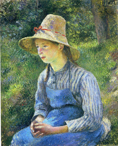 Jovem camponesa usando um chapéu (Camille Pissarro) - Reprodução com Qualidade Museu