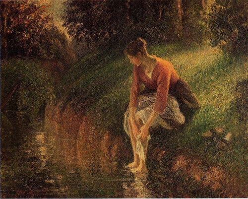 Jovem mulher a lavar os pés (Camille Pissarro) - Reprodução com Qualidade Museu