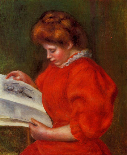 Jovem olhando para uma gravura (Pierre-Auguste Renoir) - Reprodução com Qualidade Museu
