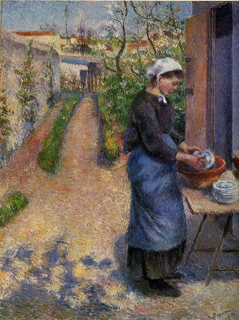Pratos para mulher jovem (Camille Pissarro) - Reprodução com Qualidade Museu
