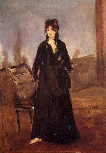 Mulher jovem com um sapato rosa - Retrato de Berthe Morisot (Edouard Manet) - Reprodução com Qualidade Museu