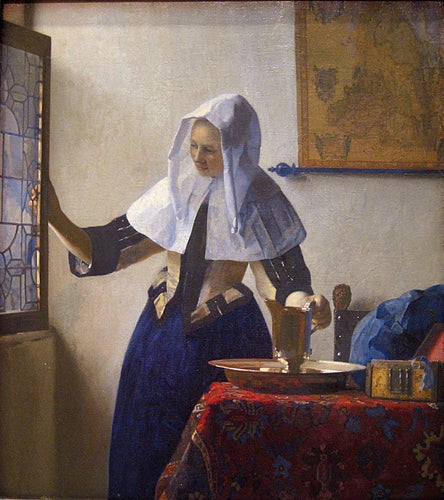 Mulher jovem com um jarro de água (Johannes Vermeer) - Reprodução com Qualidade Museu