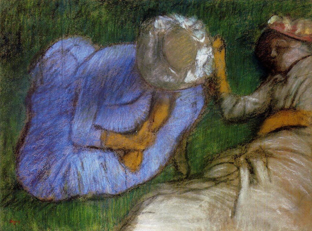 Mulheres jovens descansando em um campo (Edgar Degas) - Reprodução com Qualidade Museu